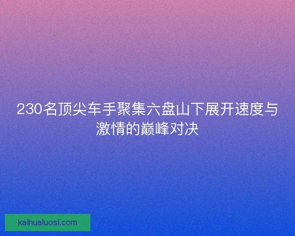 230名顶尖车手聚集六盘山下展开速度与激情的巅峰对决