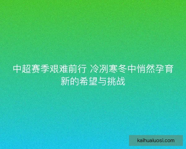 中超赛季艰难前行 冷冽寒冬中悄然孕育新的希望与挑战