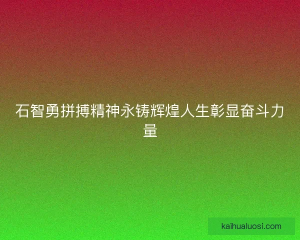 石智勇拼搏精神永铸辉煌人生彰显奋斗力量